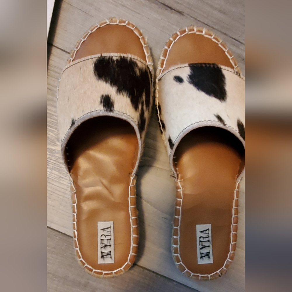 Myra cowhide slip on sandals